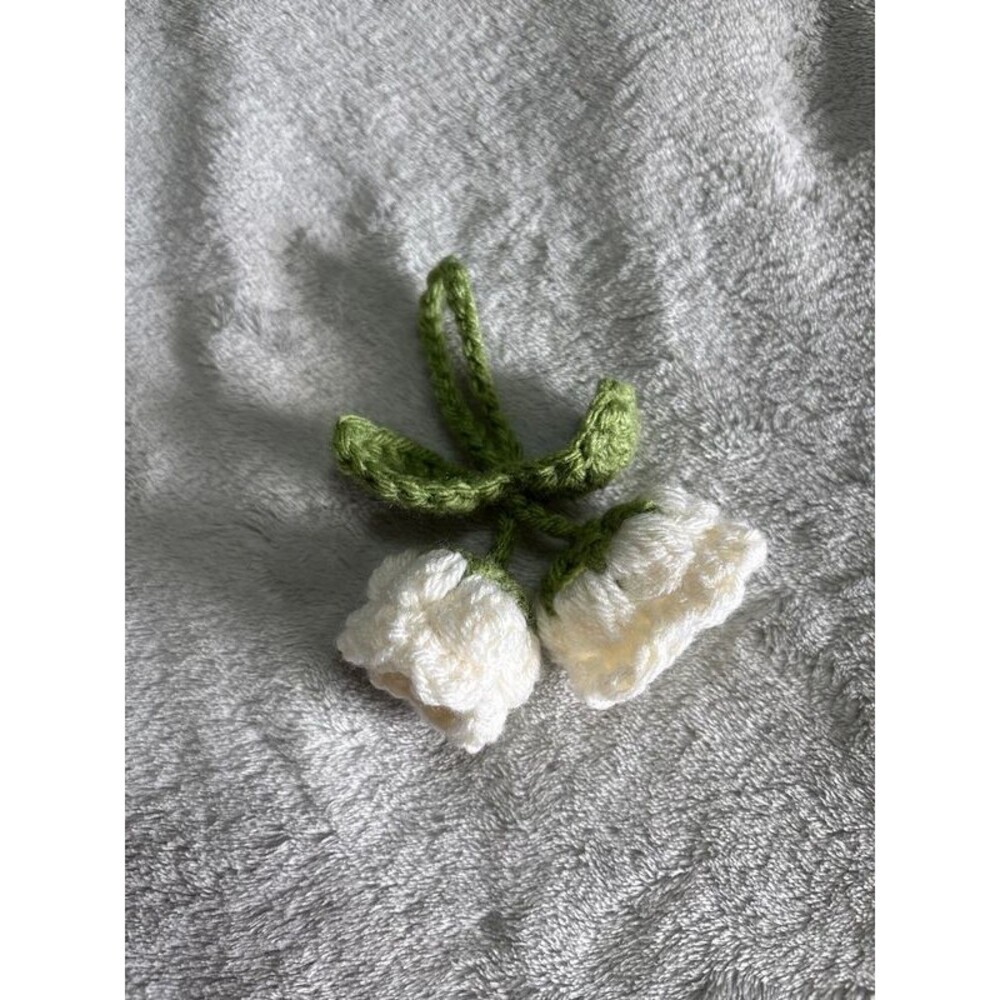 Keychain handmade crochet lily of the valley flower back to school backpack